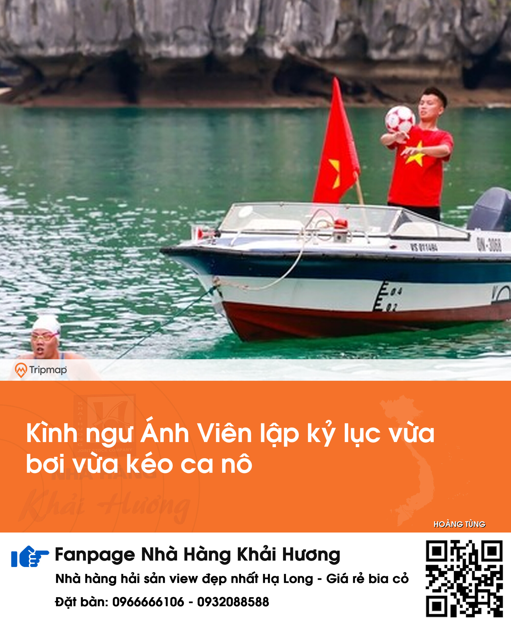 Kình ngư Ánh Viên lập kỷ lục vừa bơi vừa kéo ca nô