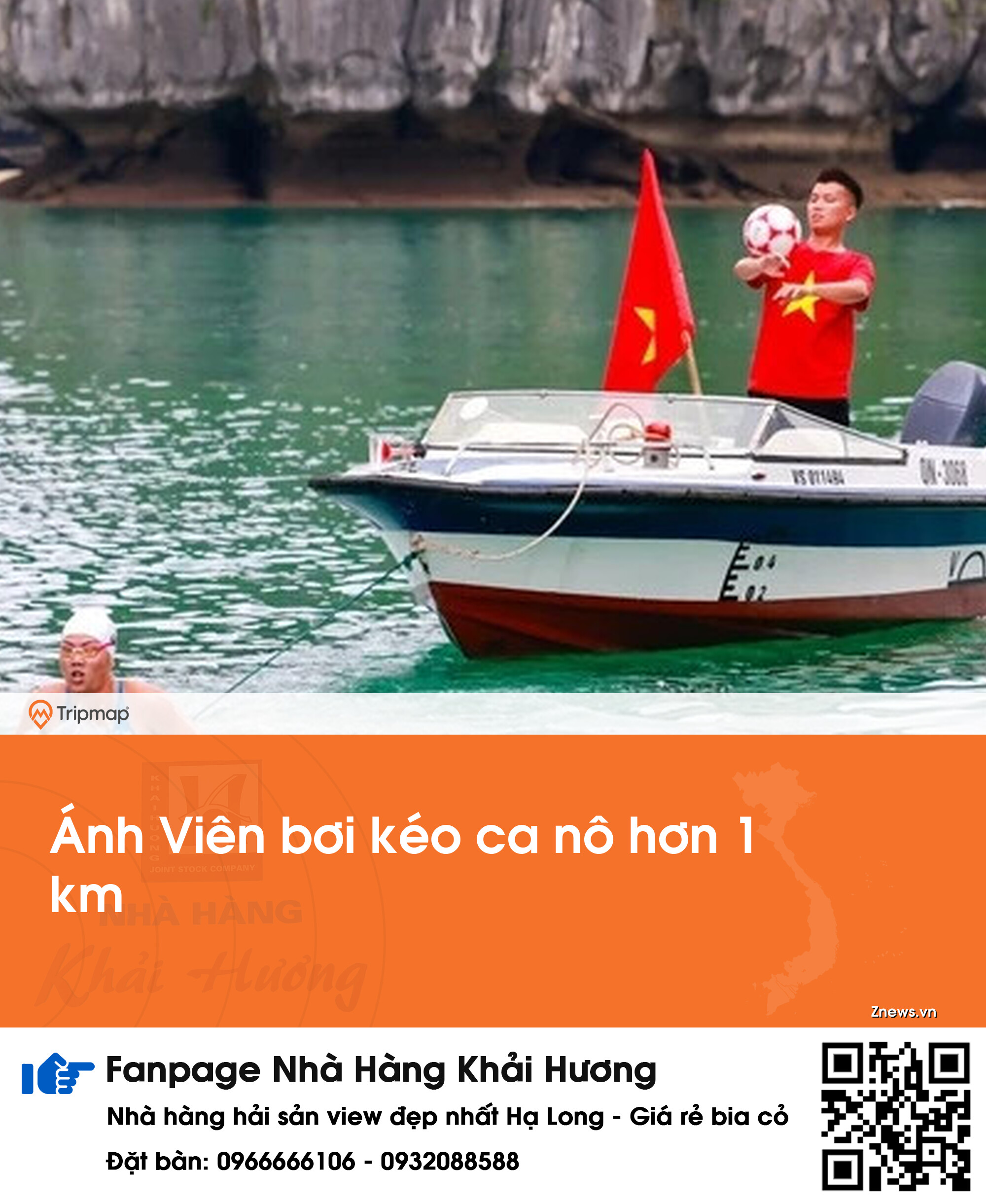 Ánh Viên bơi kéo ca nô hơn 1 km