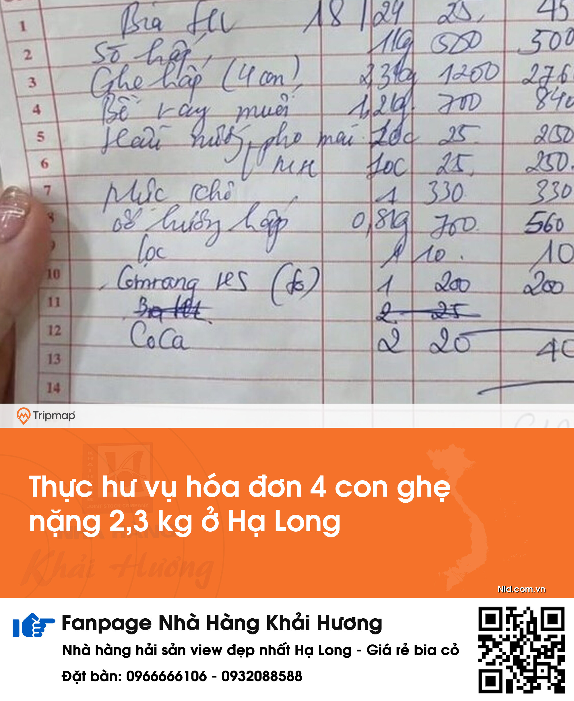 Thực hư vụ hóa đơn 4 con ghẹ nặng 2,3 kg ở Hạ Long