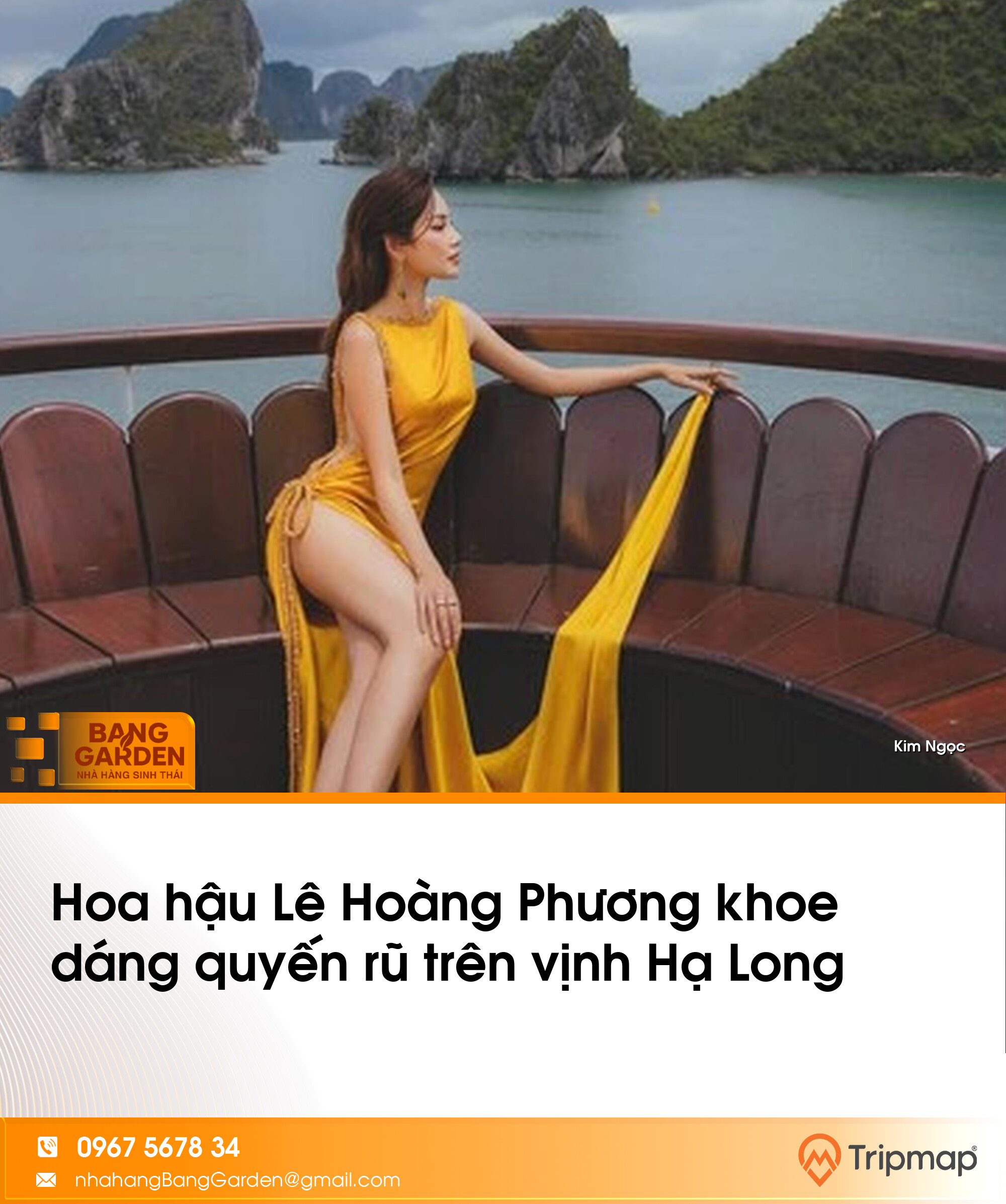 Hoa hậu Lê Hoàng Phương khoe dáng quyến rũ trên vịnh Hạ Long