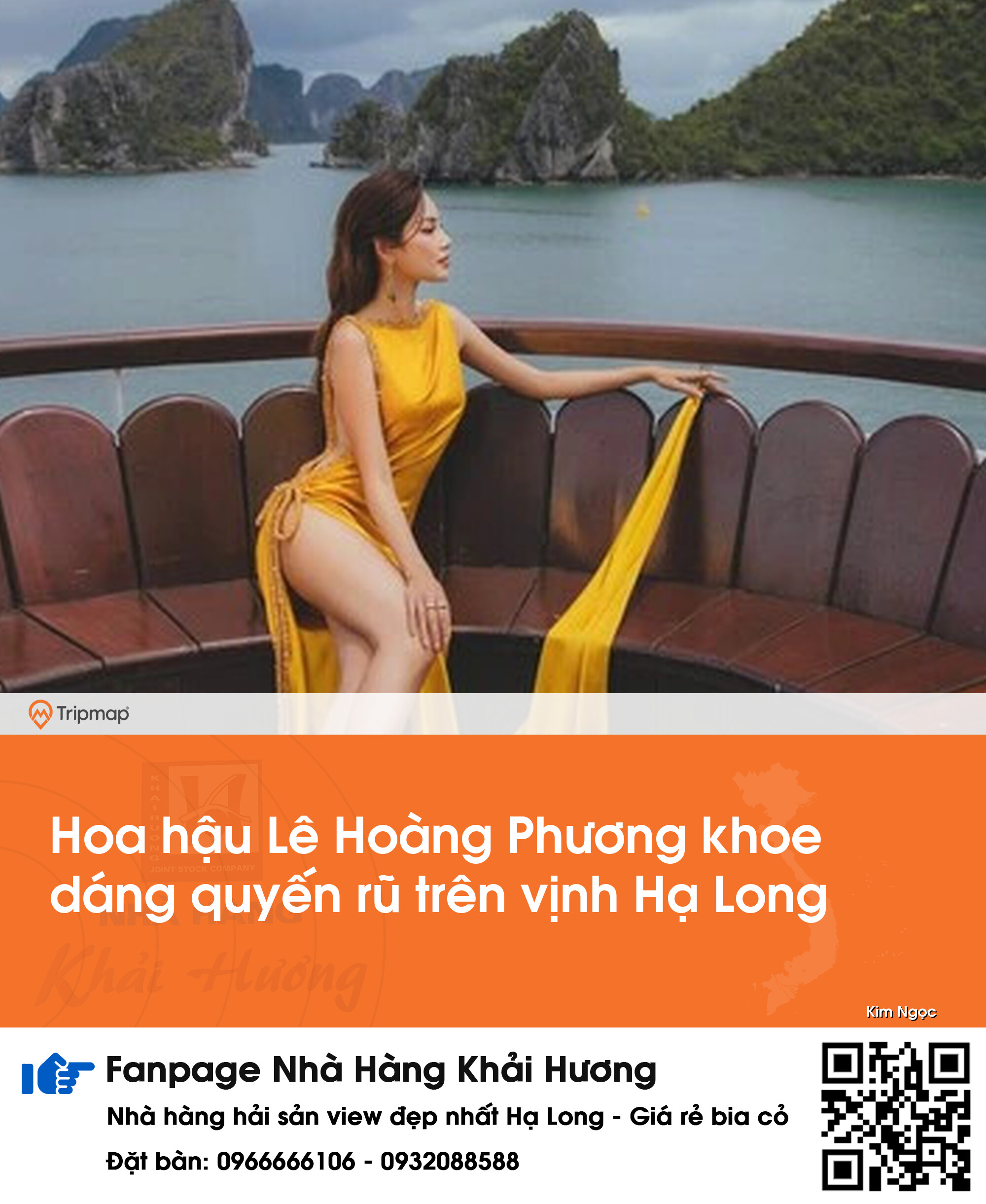 Hoa hậu Lê Hoàng Phương khoe dáng quyến rũ trên vịnh Hạ Long
