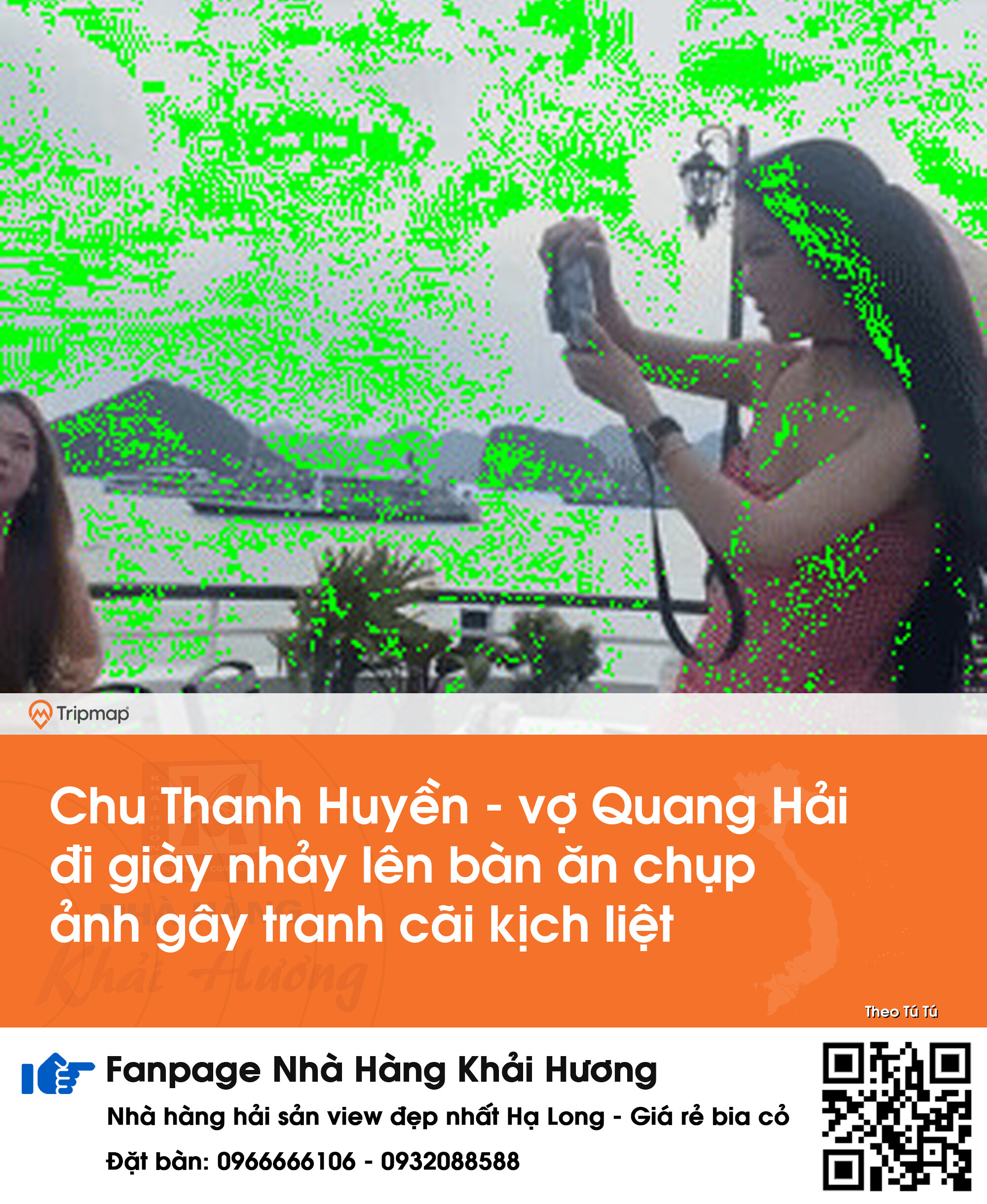 Chu Thanh Huyền - vợ Quang Hải đi giày nhảy lên bàn ăn chụp ảnh gây tranh cãi kịch liệt